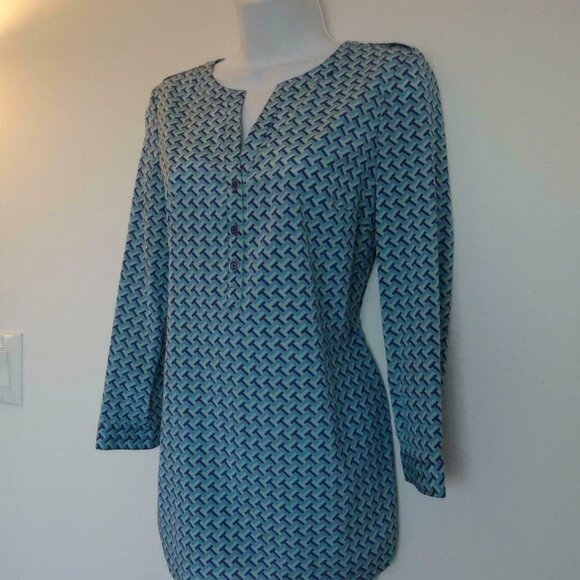NWT TORY BURCH Juniper Berry T-Zag Small C Silk Blend Kasey Tunic Top Blouse 2 - Picture 2 of 8